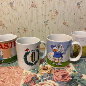Cartoon Golf Themed White Ceramic Mugs